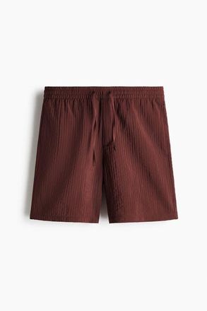H&M Relaxed Fit Textured Shorts in Burgundy at Nordstrom, Size Xx-Large