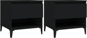 vidaXL Side Tables 2 pcs Black 50x46x50 cm Engineered Wood Vidaxl