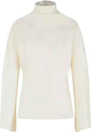 R&oacute;he cr&egrave;mekleurige acetaatmix blouse