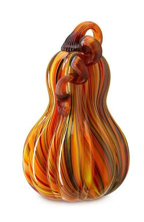 Glitzhome Fall Multi Stripes Glass Gourd Pumpkins in Brown at Nordstrom, Size Medium