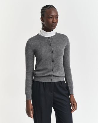 GANT Women Extra Fine Merino Wool Cardigan (XXXL) CHARCOAL MELANGE