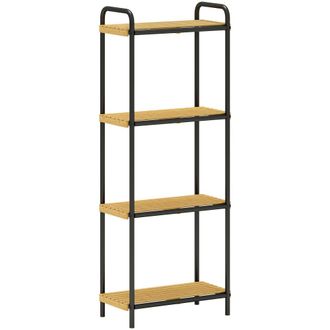 HOMCOM Estanter&iacute;a de ba&ntilde;o 41.5x21.5x106 cm natural y negro