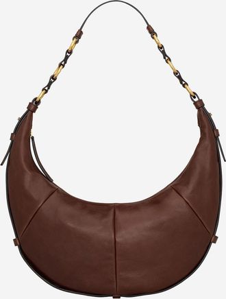 Saint Laurent Womens Hobo Bag Lambskin Brown Leather Shoulder