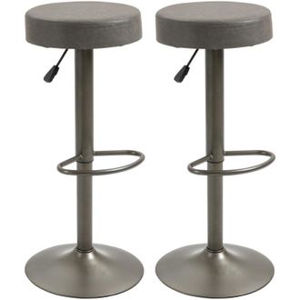 HOMCOM Set 2 Sgabelli Alti Girevoli con Altezza Regolabile e Poggiapiedi Grigio