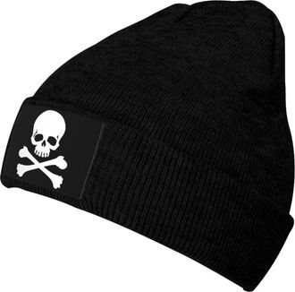 Generic Pirate Skull & Cross Bones Men Women Knit Caps Breathable Fisherman Beanie Lightweight Knit Hat for Winter Mountaineering Helmet Liner