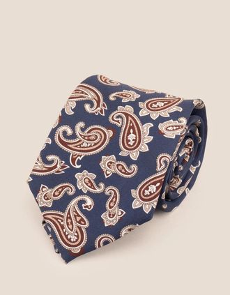 Oswin Hyde Mens Navy Paisley Silk Tie