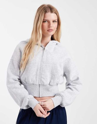 Cotton On Felpa con cappucci larga grigio m&eacute;lange con zip