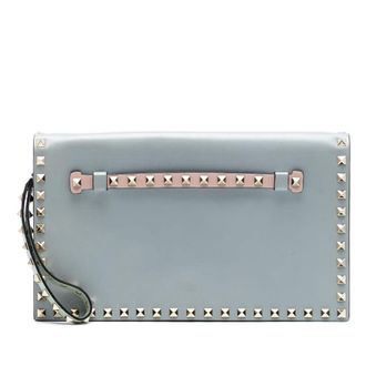 Valentino Pre-owned Valentino Tricolor Rockstud Wristlet Clutch BG1399NWB3