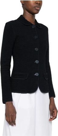 Emporio Armani Textured Knit Jacket - Dames - Vesten - Zwart - XS - Truien & Vesten