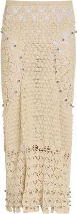 Paco Rabanne Bead-embellished Crochet Cotton Midi Skirt - Ecru - S (UK8-10 / S)
