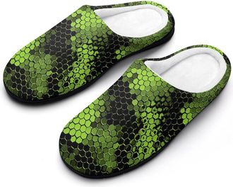 Generic Snake Skin Green Mens Slippers House Slipper Anti-skid Sole Indoor Shoes Outdoor Comfort Cotton