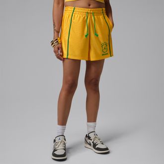 Nike Jordan Womens Jordan Brooklyn Knit Brazil Shorts in Yellow | IO2456-741