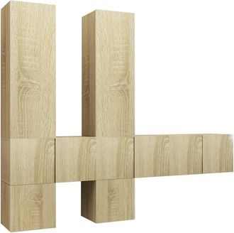 Berkfield Home 7 Piece TV Cabinet Set Sonoma Oak Engineered Wood in Light Tan