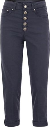 Dondup Loose Fit Broek met Juwelen Knopen - Dames - Cropped Jeans - Blauw - W27 - Katoen - Jeans