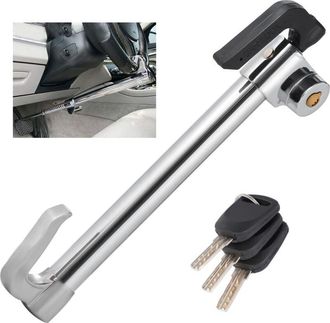 OEM Bloqueo De Volante De Coche, Gancho Retr&aacute;ctil Para Bloqueo De Freno Y Embrague, Bloqueo De Volante Universal De Acero Inoxidable Con Protecci&oacute;n Antirr