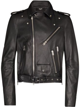 Amiri paint embroidery leather jacket - men - Viscose - 52 - Black