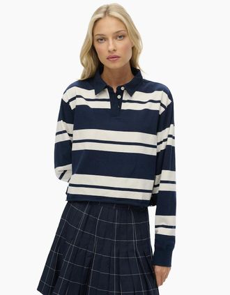 Superdry Womens Superdry Womens Athletic Essentials Long Sleeve Polo Shirt - White - Size: 12