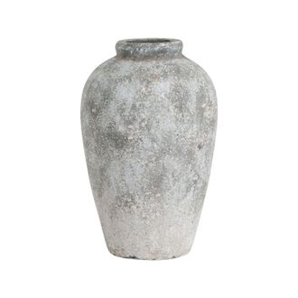 Hill Interiors Aged Stone Tall Ceramic Vase in Grey