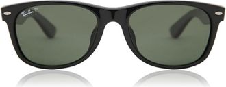 Ray-Ban RB2132F New Wayfarer Asian Fit Polarized 901/58 Mens Sunglasses Black Size 55