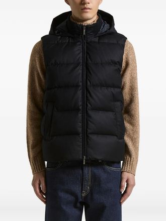 PESERICO Loro Piana hooded gilet - men - Virgin Wool/Polyamide/Cotton/Goose Down/Goose Feather - 48 - Blue