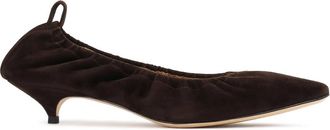 Kazar Donkerbruine geribbelde pumps - Dames - Pumps - Bruin - 41 EU - Leer - Schoenen
