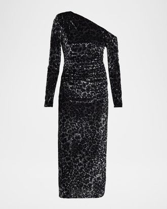 Ramy Brook Anastasia Velvet Off-Shoulder Midi Dress