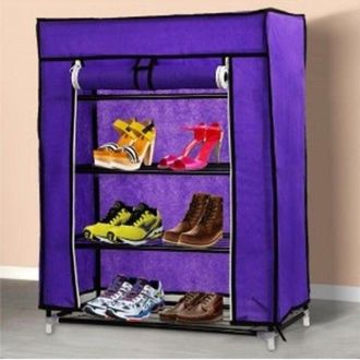 Trade Shop Trade Shop - Armadio Scarpiera Tessuto Porta Scarpe Stivali Acciaio Smontabile 4 Ripiani