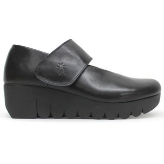 FLY London VARI188FLY Burn Leather Womens Wedge Sole Shoes - Black - Size:UK 4