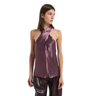 Andamane Purple Cross-Neck Sleeveless Top
