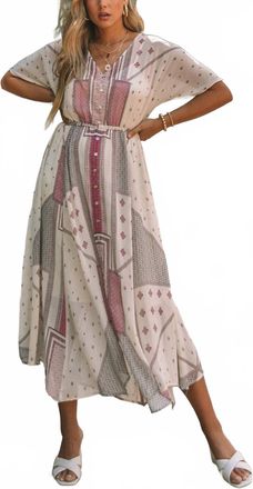Lovestitch Patchwork Dress In Natural