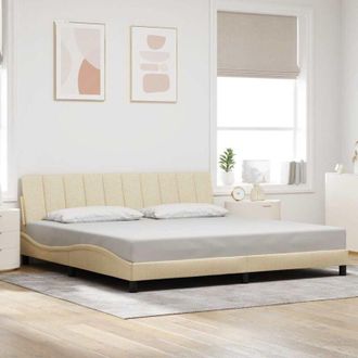 vidaXL Cama Sin Colch&oacute;n Tela Color Crema 200x200 Cm Vidaxl