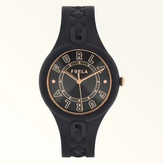 Furla Fun Round Case Watch Nero Black Silicon Woman