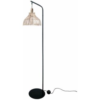 DKD Home Decor Lampada da Terra DKD Home Decor Nero Metallo Marrone Rattan (40 x 40 x 160 cm)