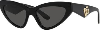 Dolce & Gabbana DG Crossed Large Zonnebril - Dames - Zonnebrillen - Zwart - 55 MM - Accessoires