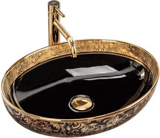 Rea lavabo sobre encimera margot negro / oro