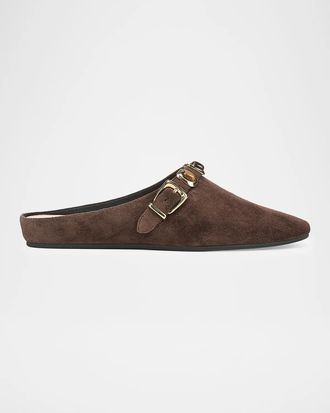 Veronica Beard Narcisa Cabochon Suede Mules