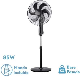 Fabrilamp Ventilador De Pie Tolon Negro 3 Vel.85w 6aspas Remoto Temporizador 3modos De Aire Regx50x43 Cm
