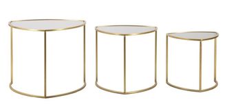 Mauro Ferretti Juego de 3 mesas de metal dorado cm 60x60x50-50x50x45-40x40x40