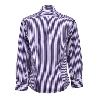 Brunello Cucinelli Blue Striped Cotton Shirt - Blue