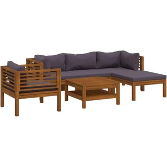 vidaXL Muebles De Jard&iacute;n 6 Pzas Cojines Madera Maciza De Acacia Vidaxl