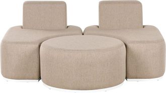 Beliani Conjunto De Jard&iacute;n 2 Plazas Tapizado Moderno Con Otomana Espuma De Secado R&aacute;pido Beige Fabro