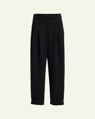 Giorgio Armani Pleated Silk Wide-Leg Cuffed Trousers