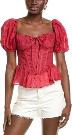 Bardot Esra Puff Sleeve Corset Top