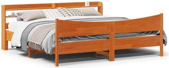 vidaXL Vidaxl - Estructura Cama Con Cabecero Madera Pino Marr&oacute;n Cera 180x200 Cm