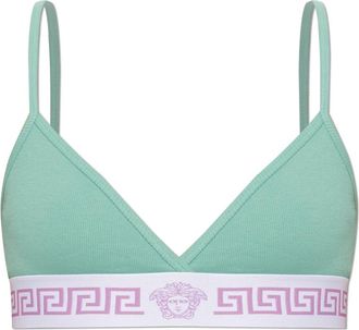 Versace Ondergoed, Dames, Groen, XL, Katoen, Ribbed Cotton-Jersey Bralette