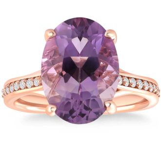 Pompeii3 4 1/5Ct TW Amethyst & Diamond Ring in White, Yellow, or Rose Gold