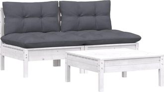 vidaXL Muebles De Jard&iacute;n 3 Pzas Con Cojines Antracita Madera De Pino Vidaxl