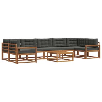 vidaXL Conjunto De Sof&aacute;s De Exterior 8 Pcs Natural Y Antracita Vidaxl