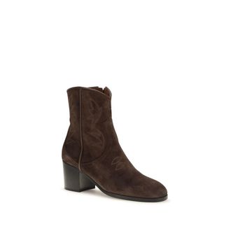 Valentino Garavani Embroidered Suede Ankle Boot - Brown