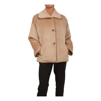 Max Mara Jassen, Dames, Bruin, M, Leer, Vadet Short Coat